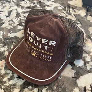 Brown 'Never Quit' Mesh Cap